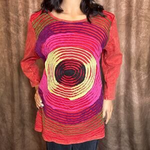 India Boutique Vintage Y2K Textured Circle Shirt 3D Multicolor One Size Boho